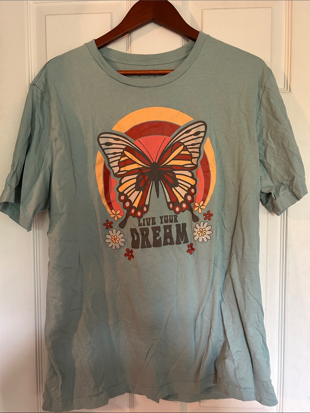 NWOT Graphic Butterfly 100% Cotton Sage Green Tee